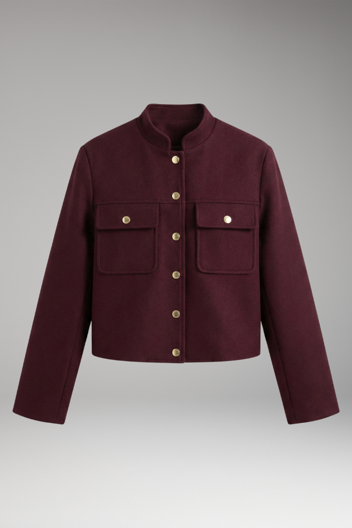 Women's Bomber Jacket with O-Neckline and Long Sleeves