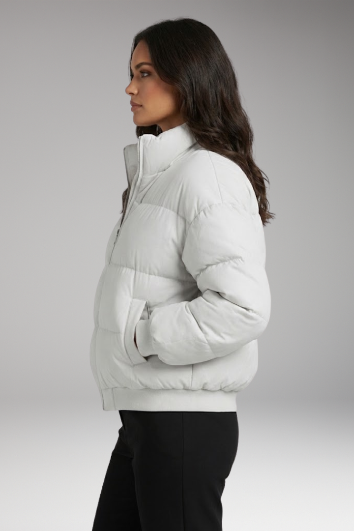 Women's Bomber Jacket with Outer Shell and Detachable Hood