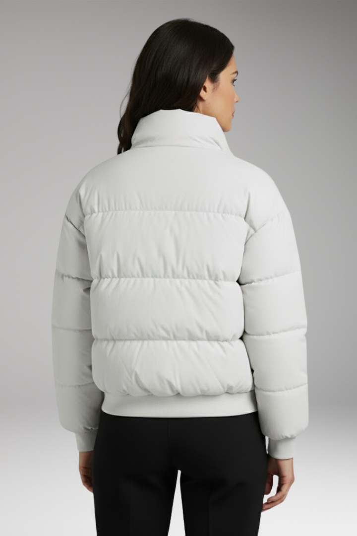 Women's Bomber Jacket with Outer Shell and Detachable Hood