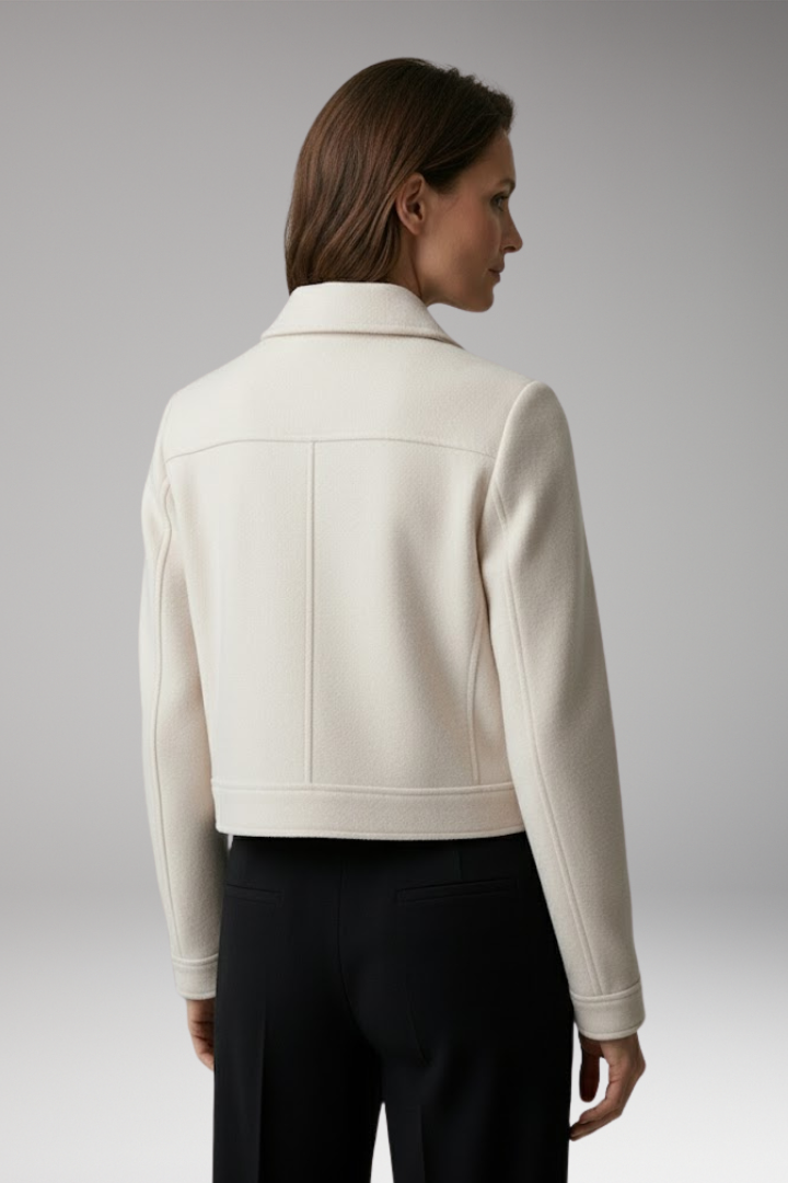 Women's Bomber Jacket with Patch Pockets and Zipper Closure