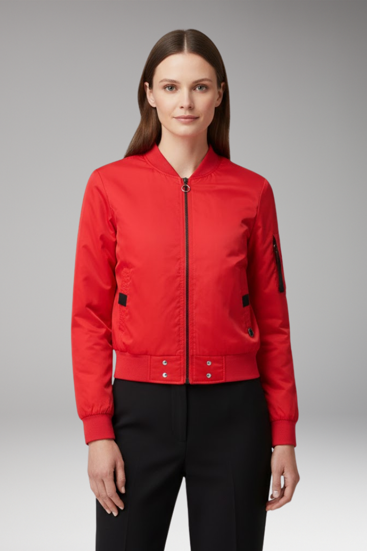 Women's Bomber Jacket with Pockets and Side Inserts