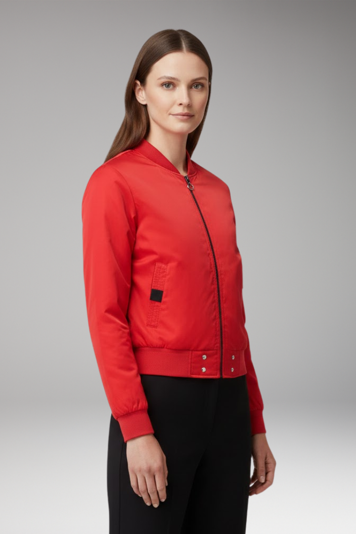 Women's Bomber Jacket with Pockets and Side Inserts
