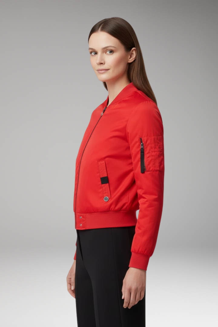 Women's Bomber Jacket with Pockets and Side Inserts