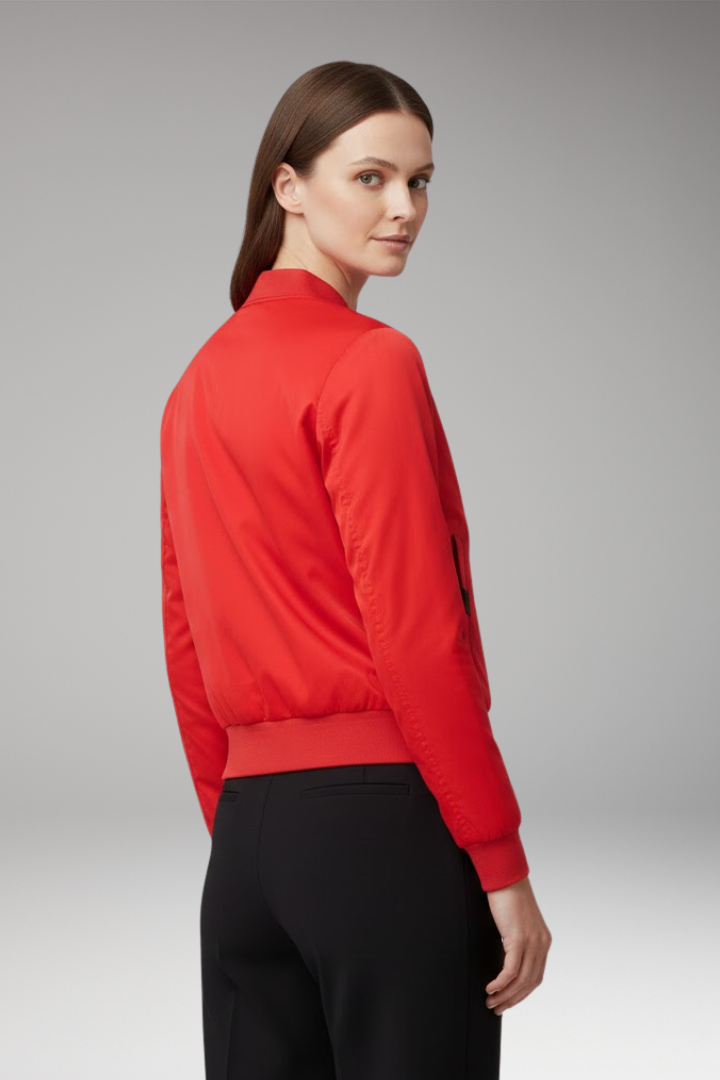 Women's Bomber Jacket with Pockets and Side Inserts