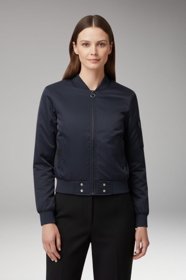 Women's Bomber Jacket with Pockets and Side Inserts