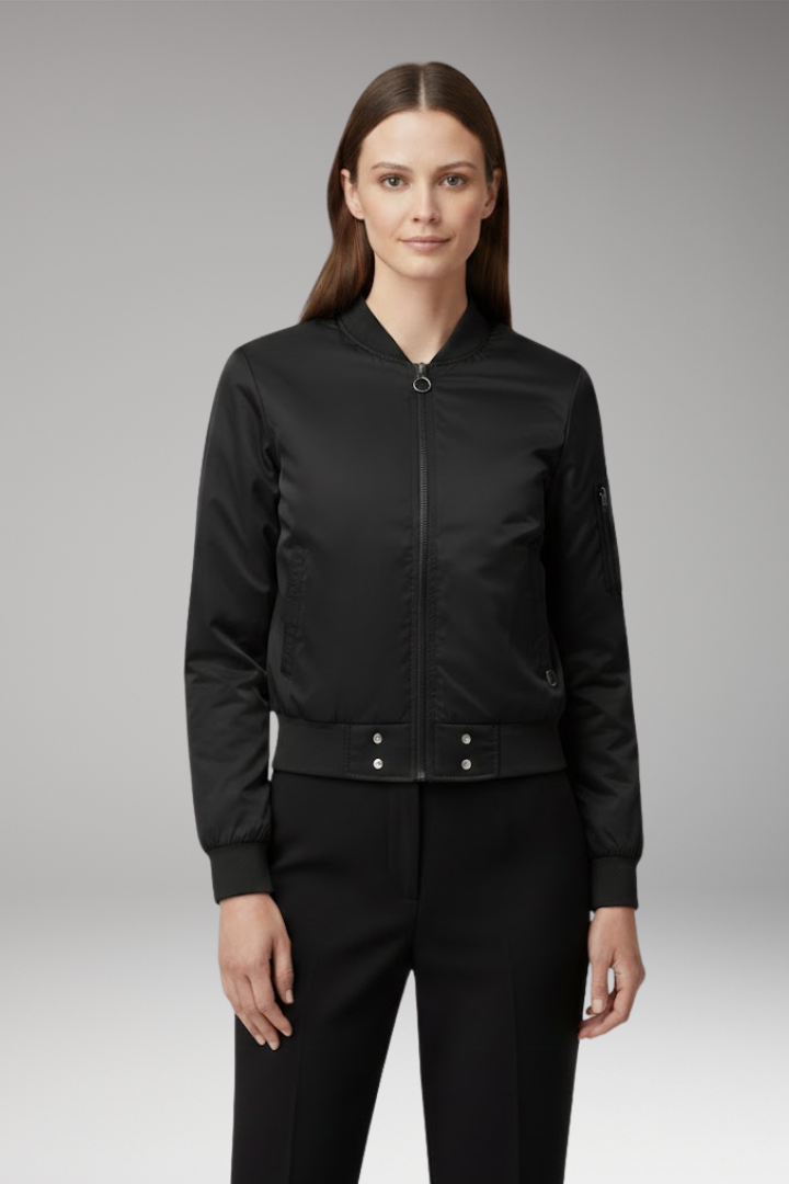 Women's Bomber Jacket with Pockets and Side Inserts