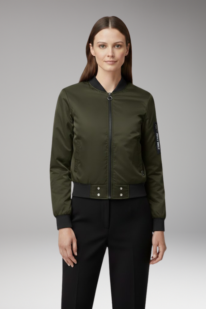 Women's Bomber Jacket with Pockets and Side Inserts
