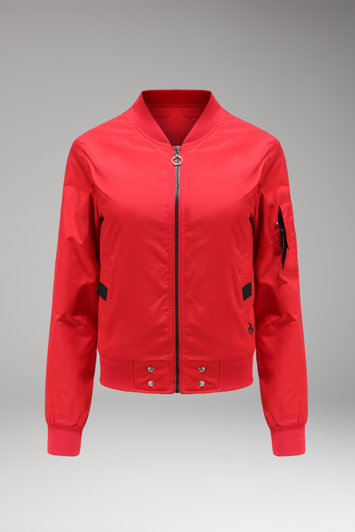 Women's Bomber Jacket with Pockets and Side Inserts