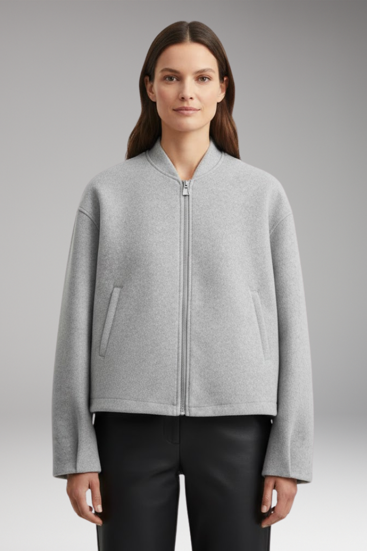 Women's Bomber Jacket with Practical Pockets and Elegant Cut