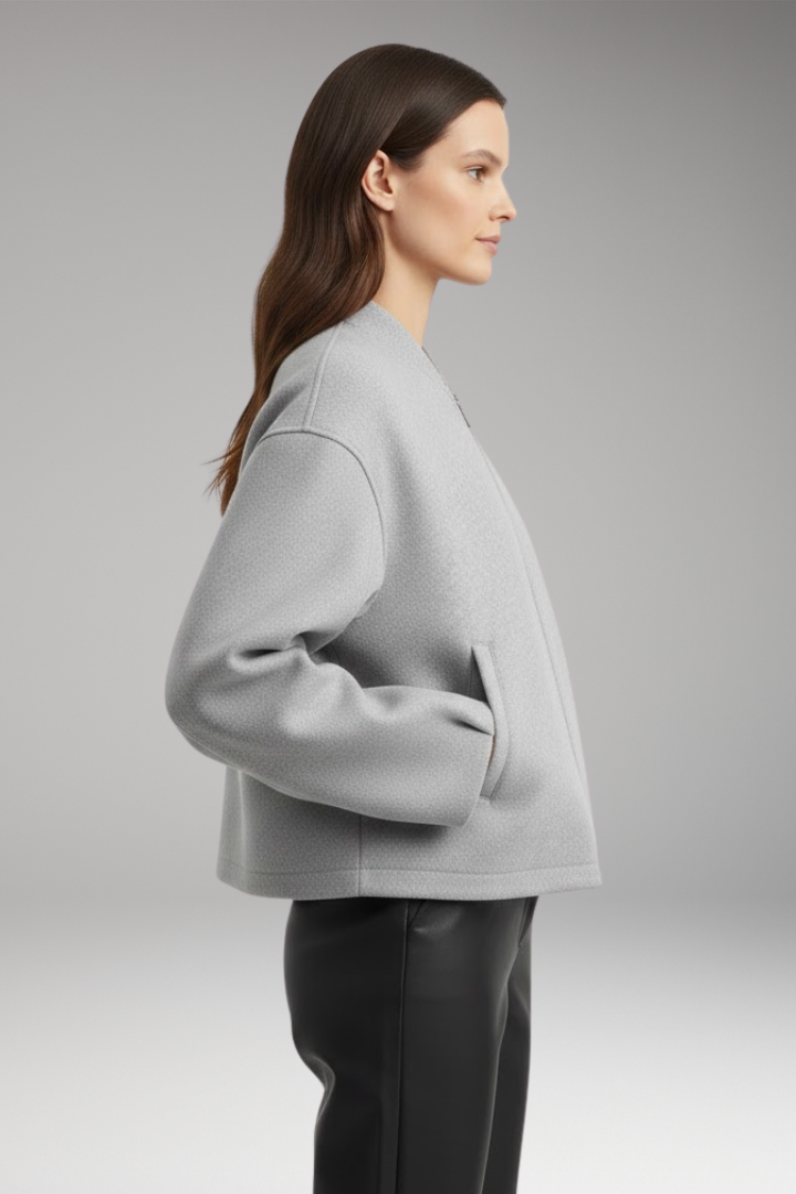 Women's Bomber Jacket with Practical Pockets and Elegant Cut