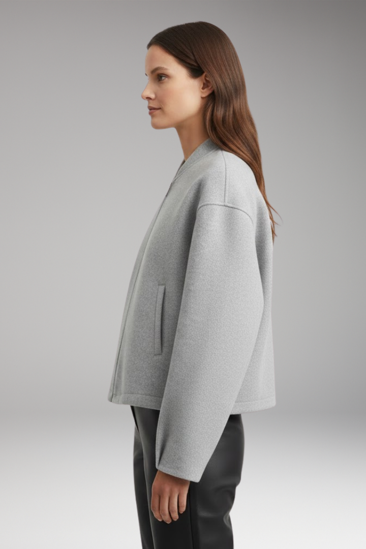 Women's Bomber Jacket with Practical Pockets and Elegant Cut