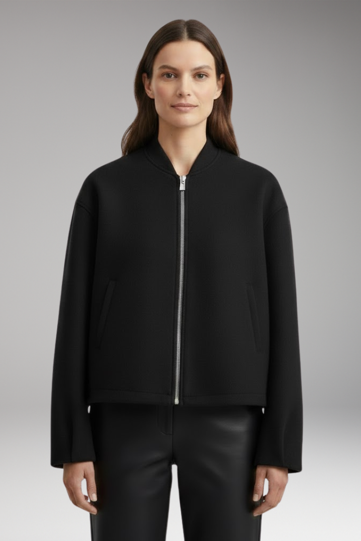 Women's Bomber Jacket with Practical Pockets and Elegant Cut