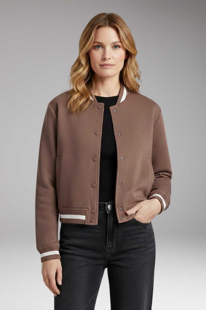 Women's Bomber Jacket with Practical Pockets and Trendy Cut
