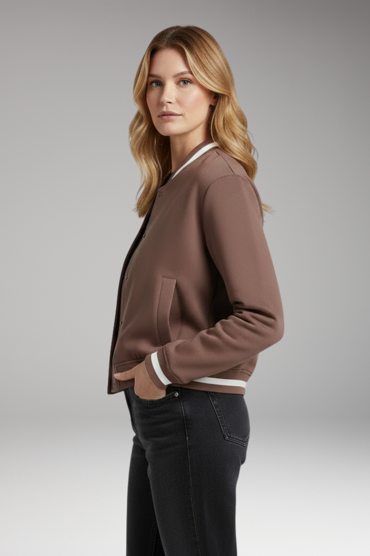 Women's Bomber Jacket with Practical Pockets and Trendy Cut