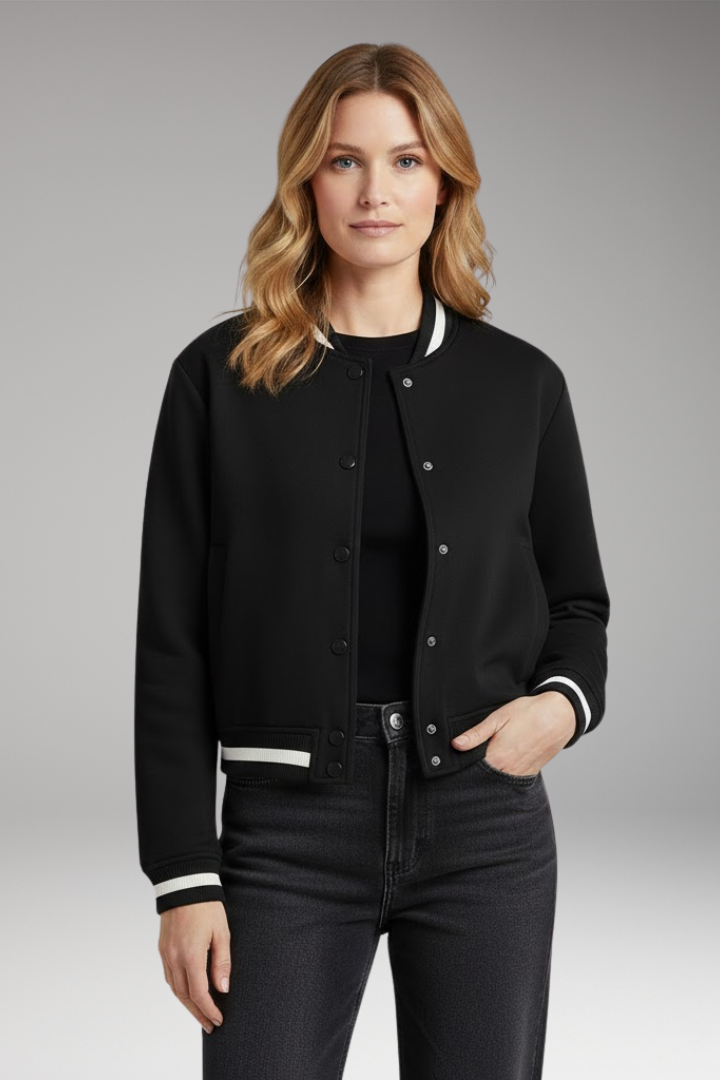 Women's Bomber Jacket with Practical Pockets and Trendy Cut