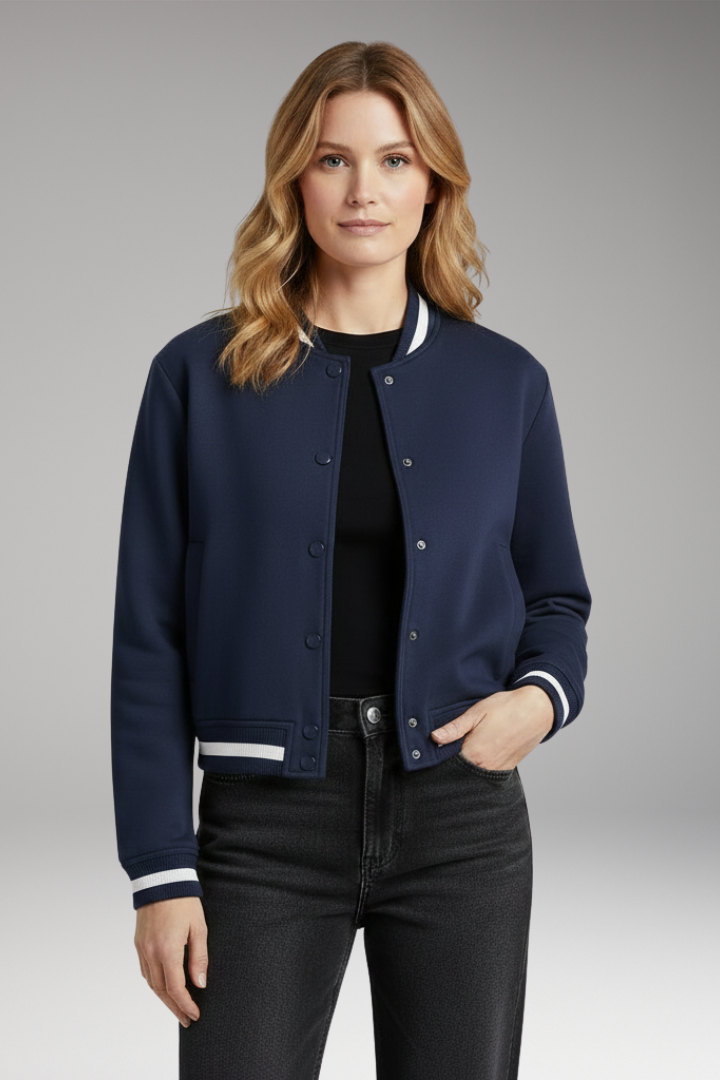 Women's Bomber Jacket with Practical Pockets and Trendy Cut
