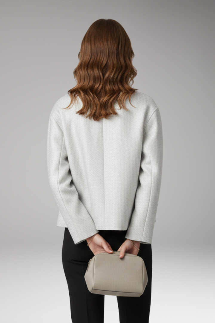 Women's Bomber Jacket with Sequined Surface and Front Zipper