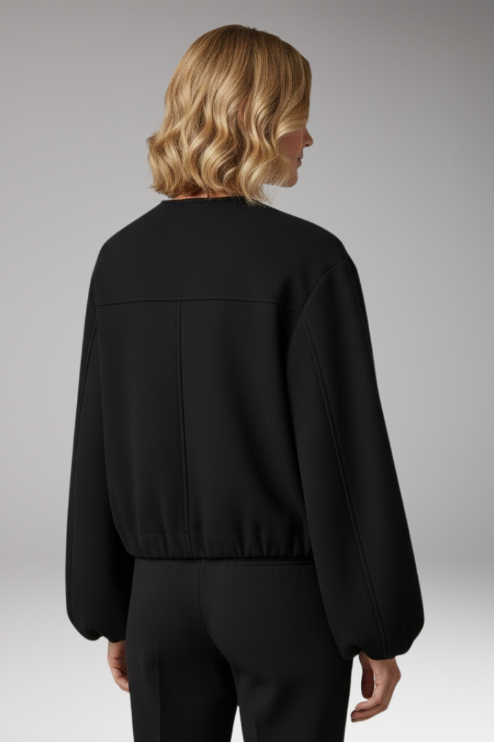 Women's Bomber Jacket with Zipper and Elastic Fit