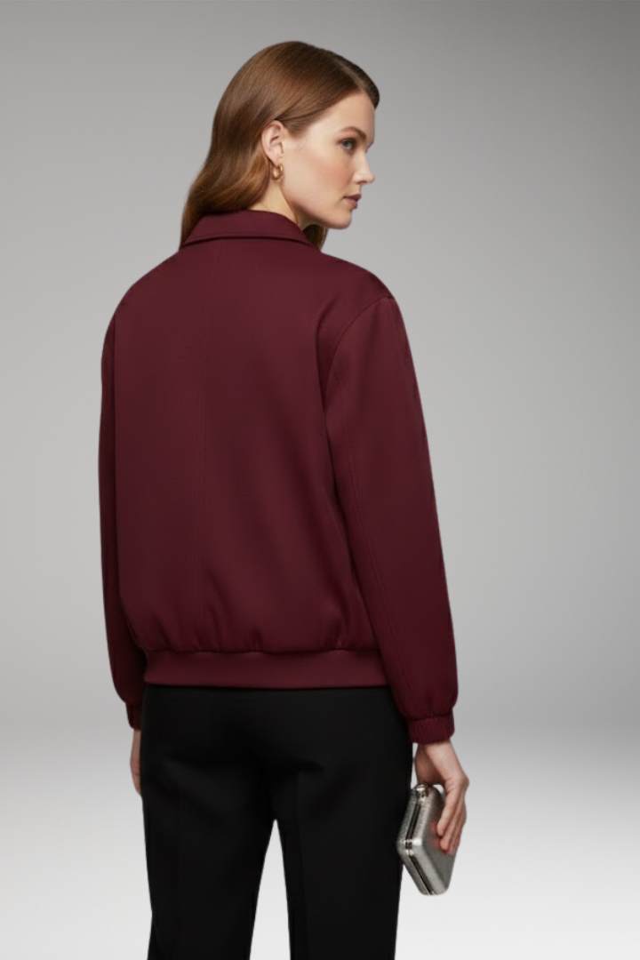 Women's Bomber Jacket with Zipper and Side Pockets