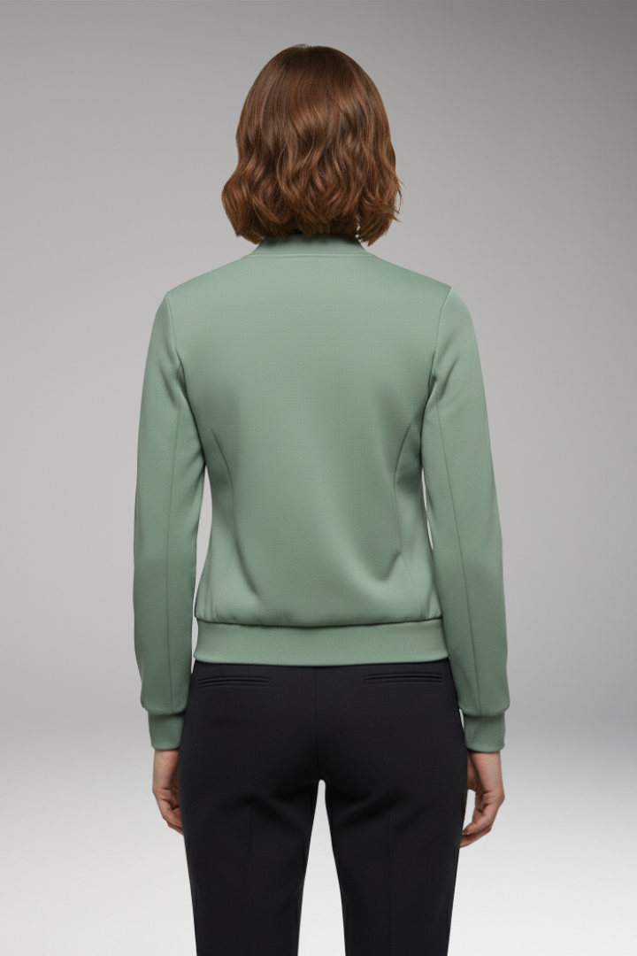 Women's Bomber Jacket with Zipper and Slim Fit Design