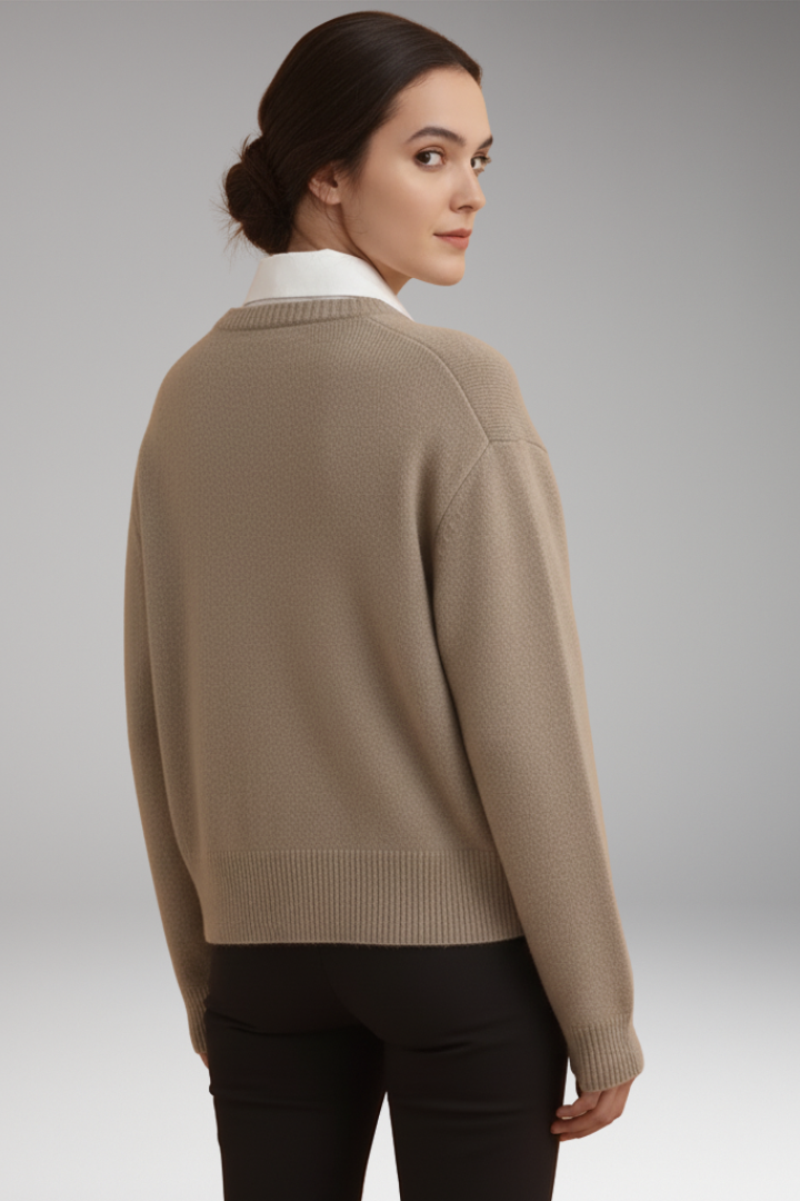 Women's Cardigan with Asymmetrical Buttons and Long Sleeves