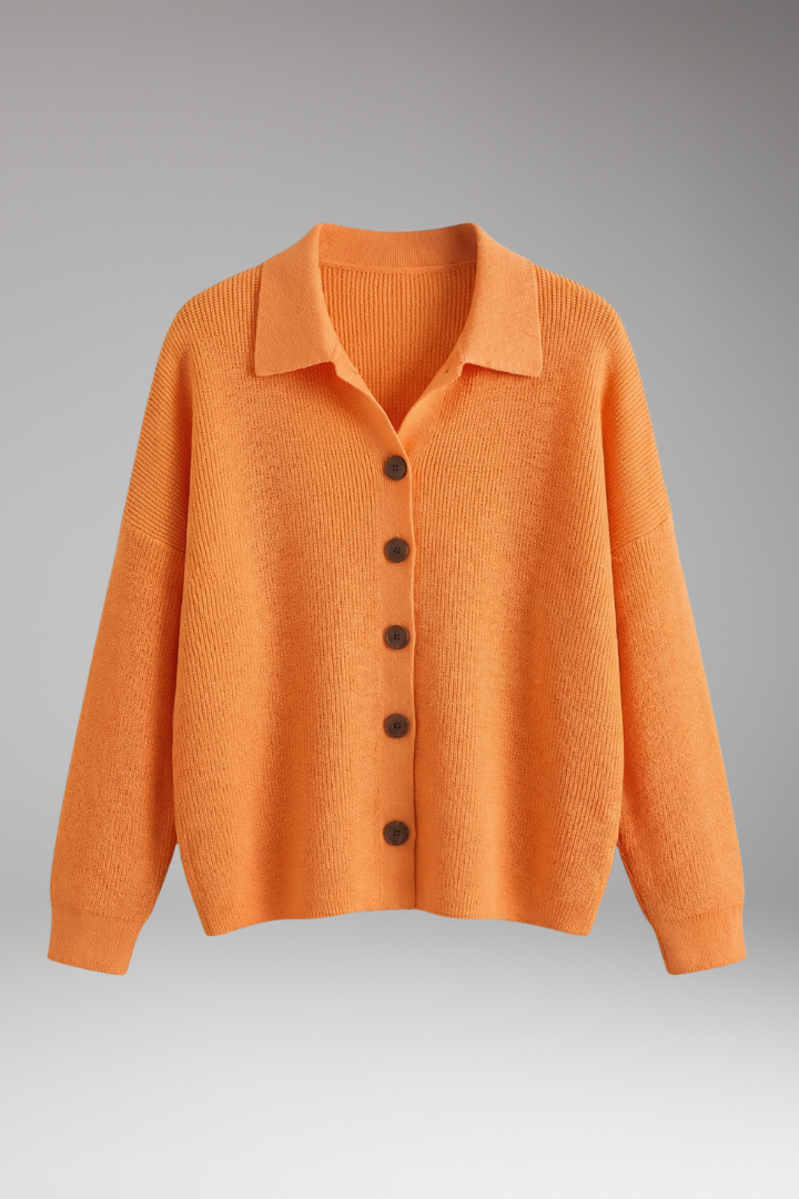 Women's Cardigan with Button Closure and Long Sleeves
