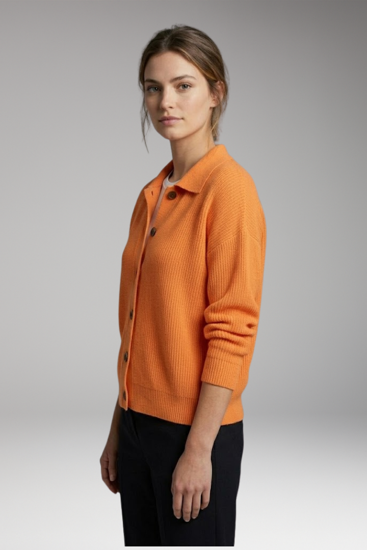 Women's Cardigan with Button Closure and Long Sleeves
