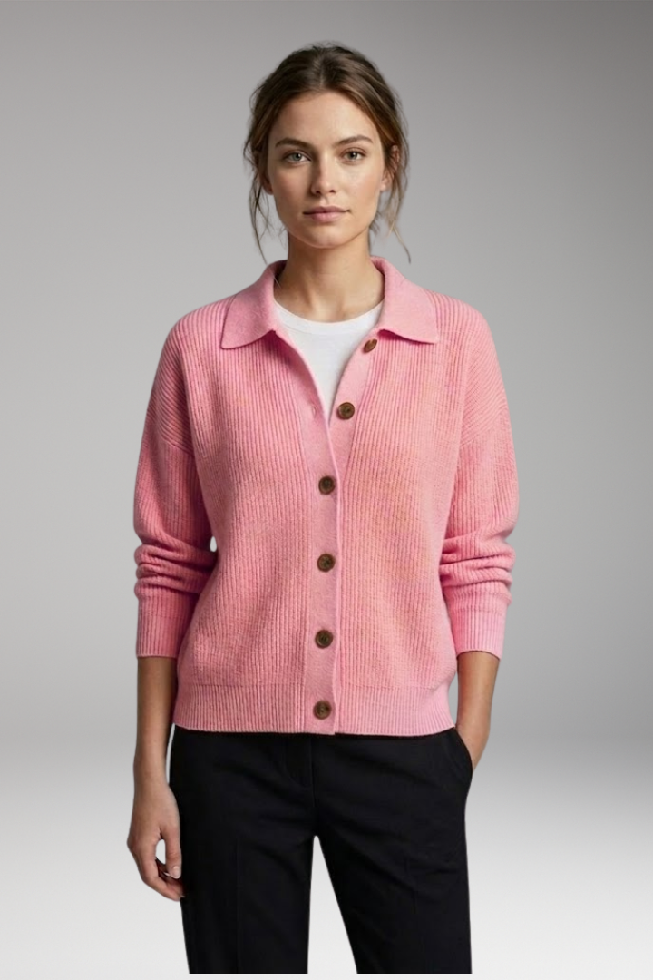 Women's Cardigan with Button Closure and Long Sleeves