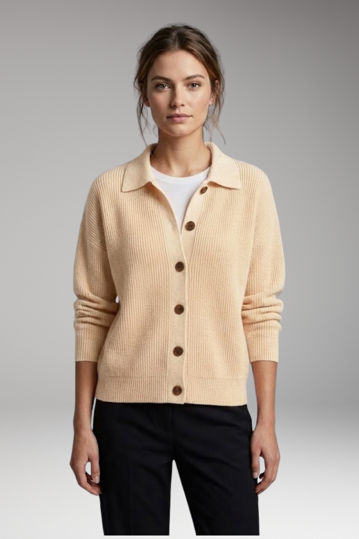 Women's Cardigan with Button Closure and Long Sleeves
