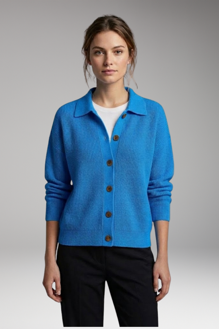 Women's Cardigan with Button Closure and Long Sleeves