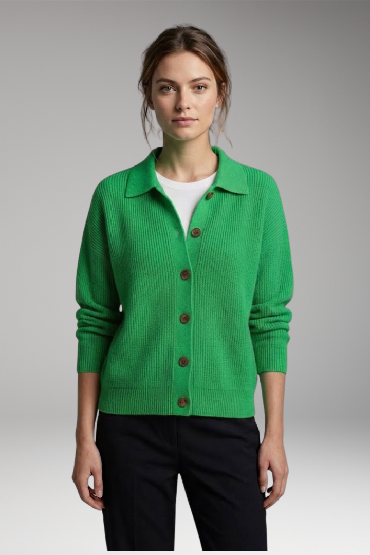 Women's Cardigan with Button Closure and Long Sleeves