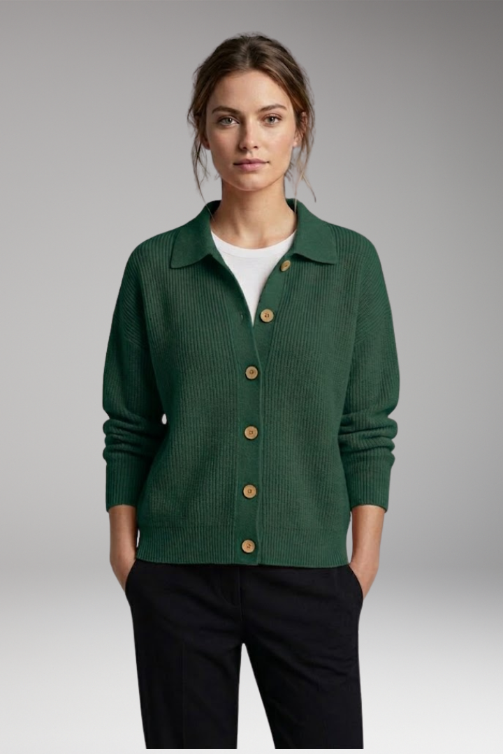 Women's Cardigan with Button Closure and Long Sleeves