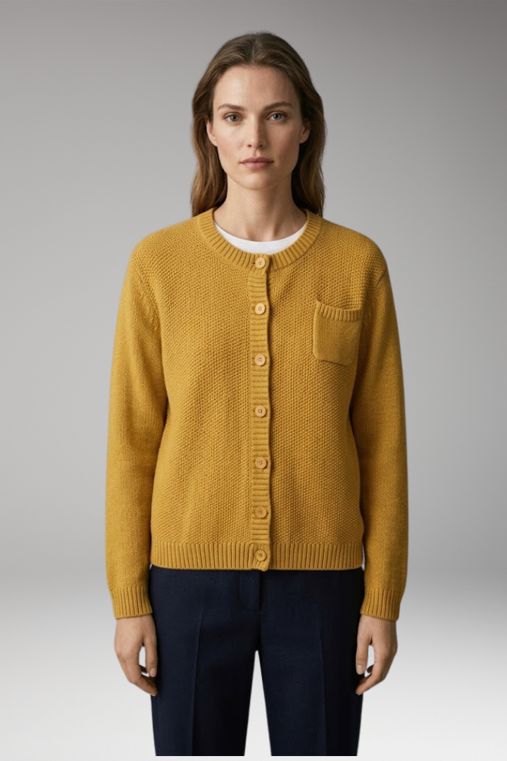 Women's Cardigan with Button Closure and Ribbed Cuffs