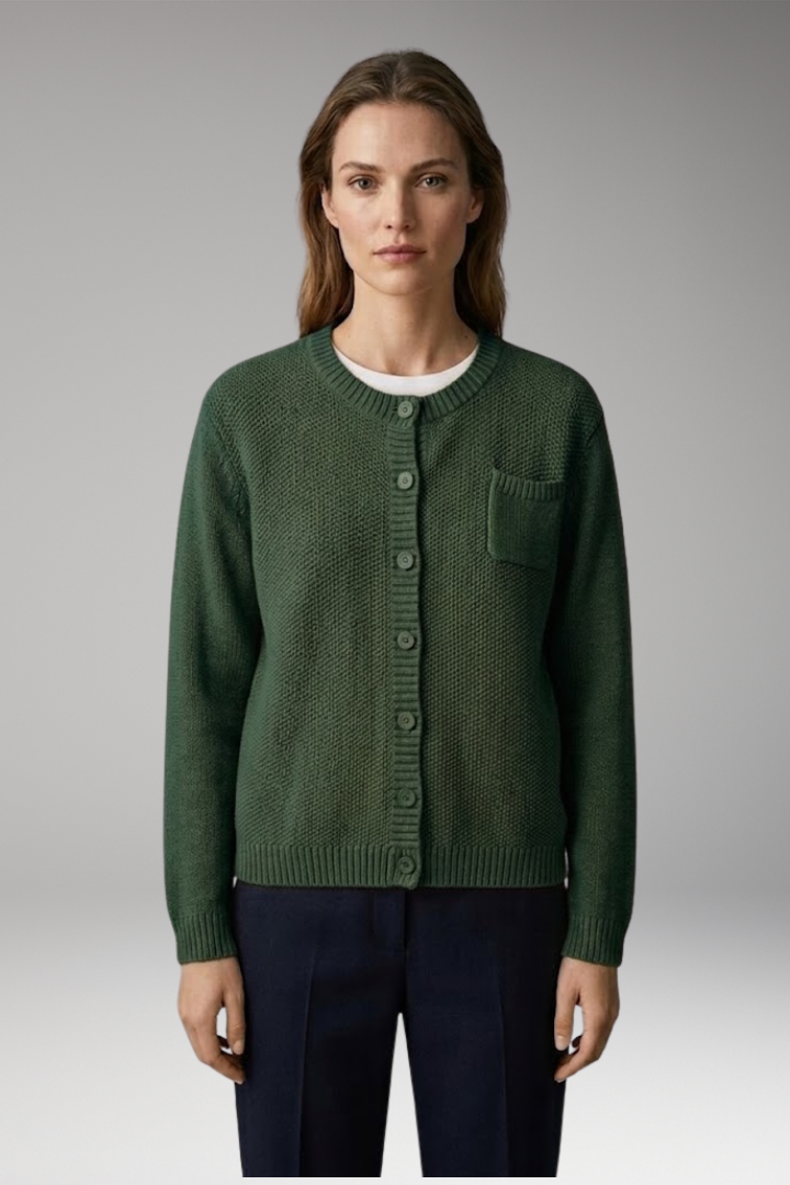 Women's Cardigan with Button Closure and Ribbed Cuffs