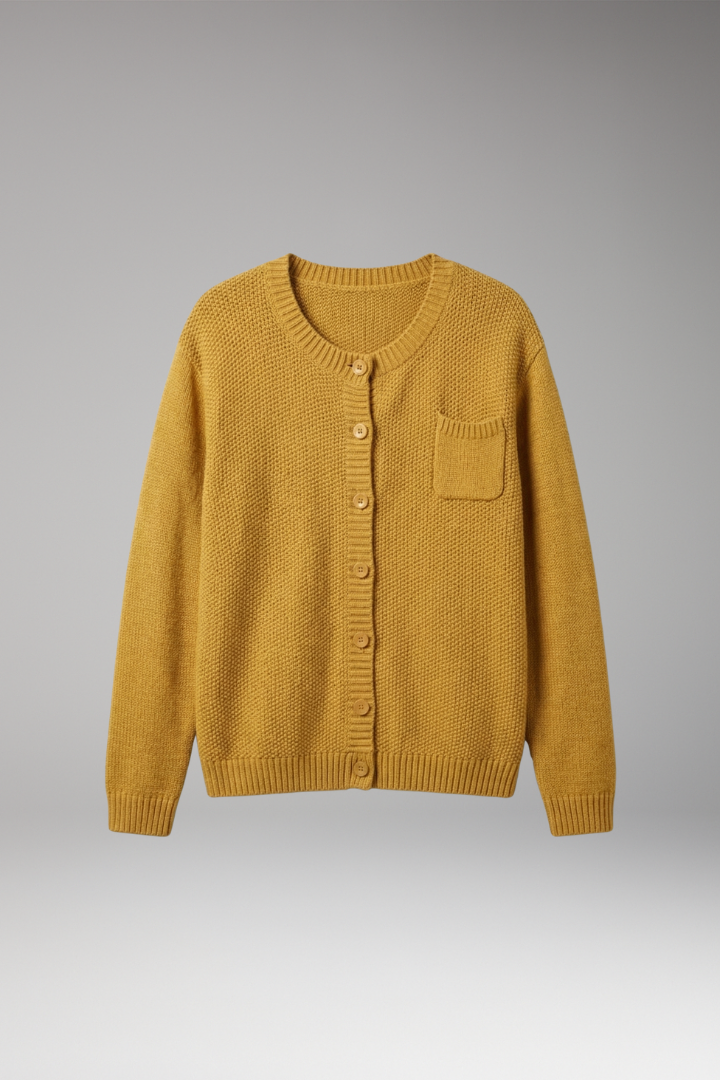 Women's Cardigan with Button Closure and Ribbed Cuffs