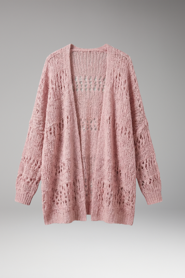 Women's Cardigan with Open Front and Long Sleeves