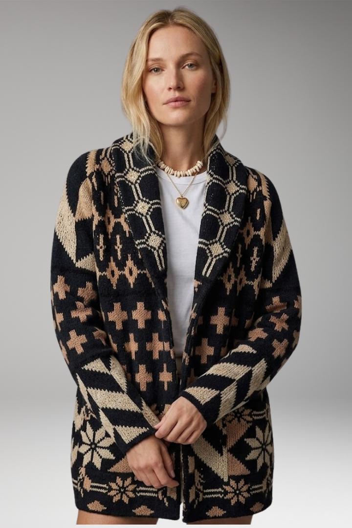 Women's Cardigan with Open Front and Long Sleeves