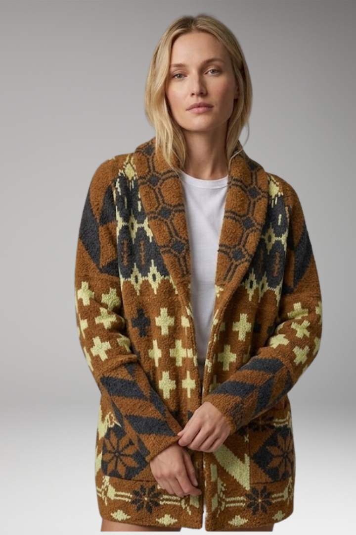 Women's Cardigan with Open Front and Long Sleeves