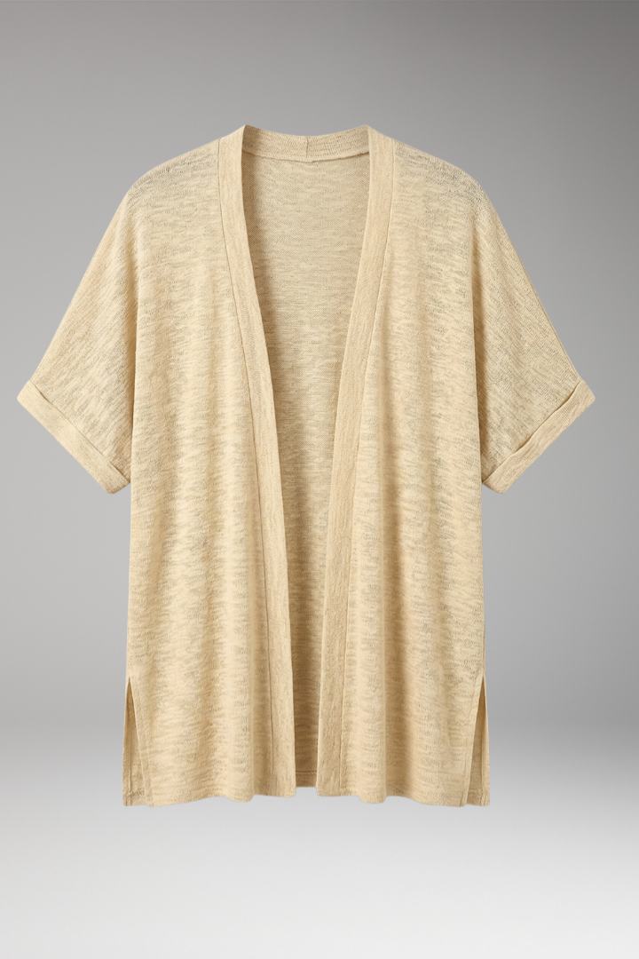 Women's Cardigan with Open Front and Short Sleeves
