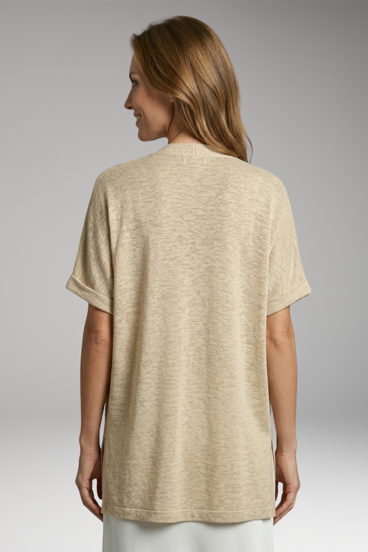 Women's Cardigan with Open Front and Short Sleeves