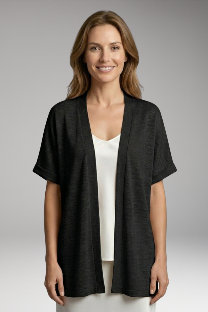 Women's Cardigan with Open Front and Short Sleeves