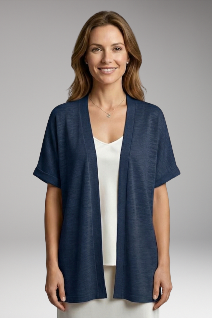 Women's Cardigan with Open Front and Short Sleeves