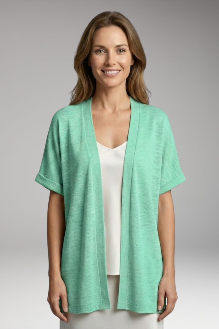 Women's Cardigan with Open Front and Short Sleeves