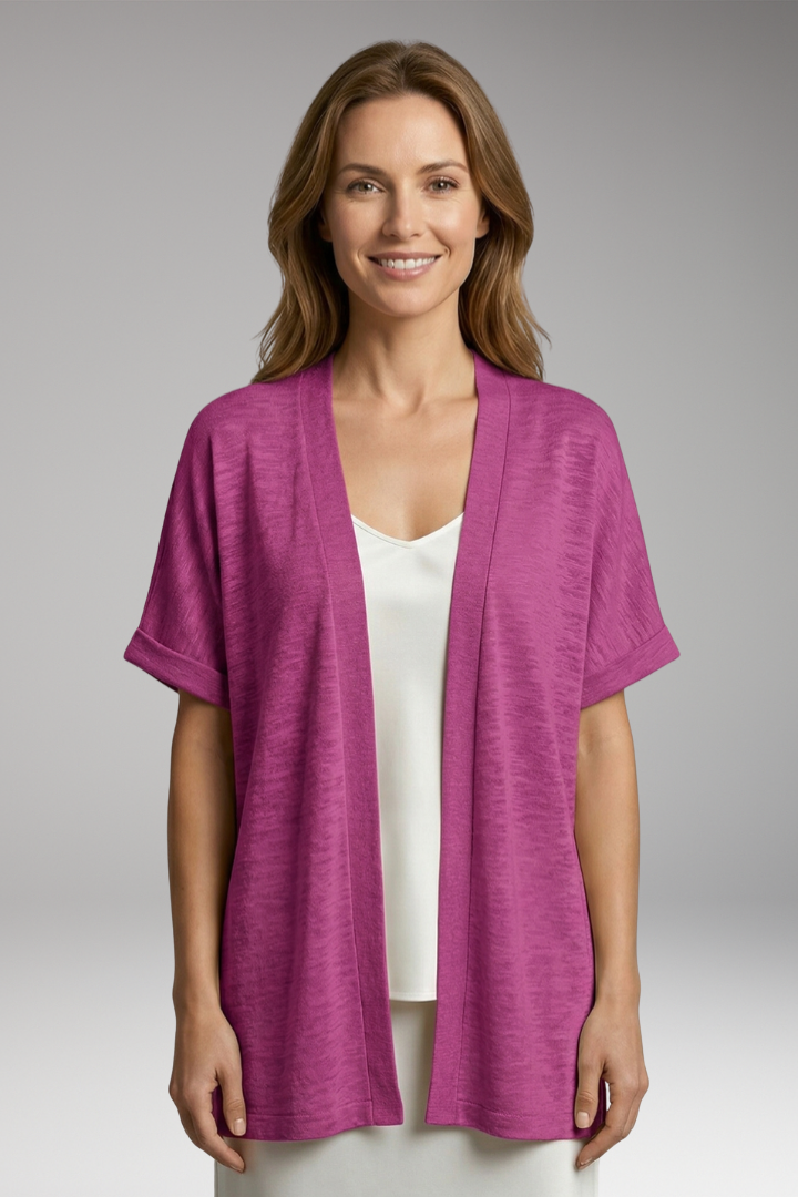 Women's Cardigan with Open Front and Short Sleeves