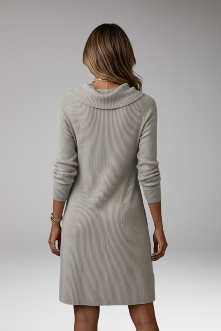 Women's Casual Dress with Round Neck and Long Sleeves