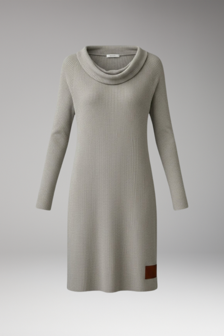 Women's Casual Dress with Round Neck and Long Sleeves
