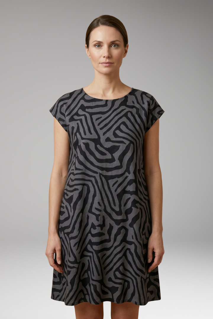 Women's Casual Midi Dress with A-Line Fit and Flared Sleeves