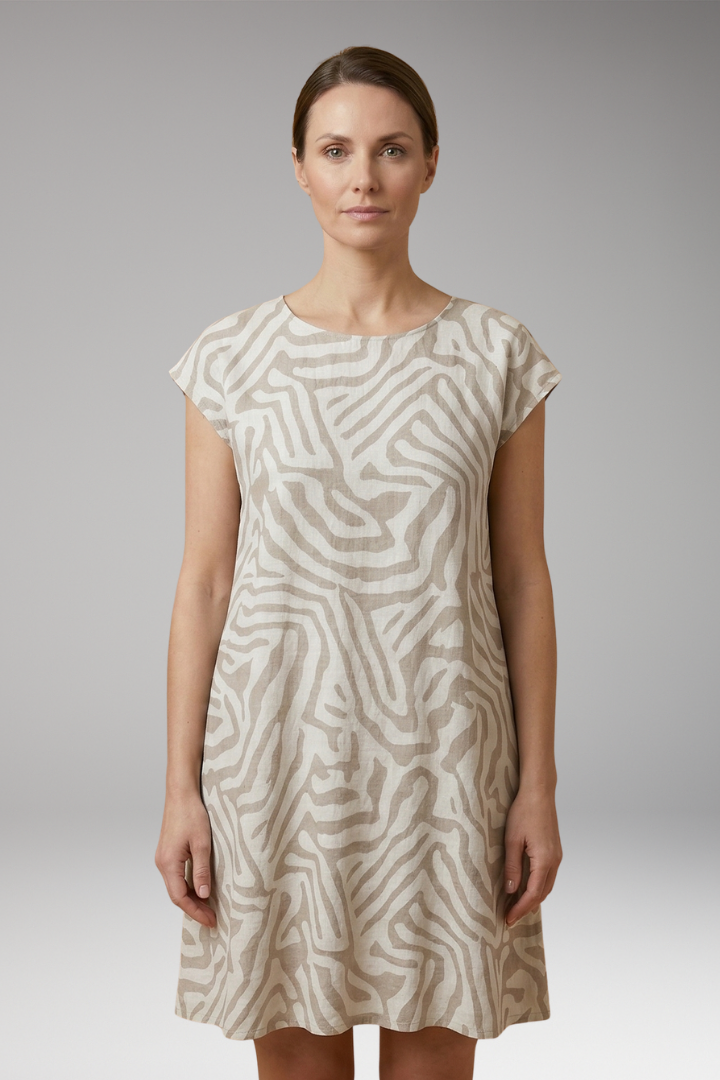 Women's Casual Midi Dress with A-Line Fit and Flared Sleeves