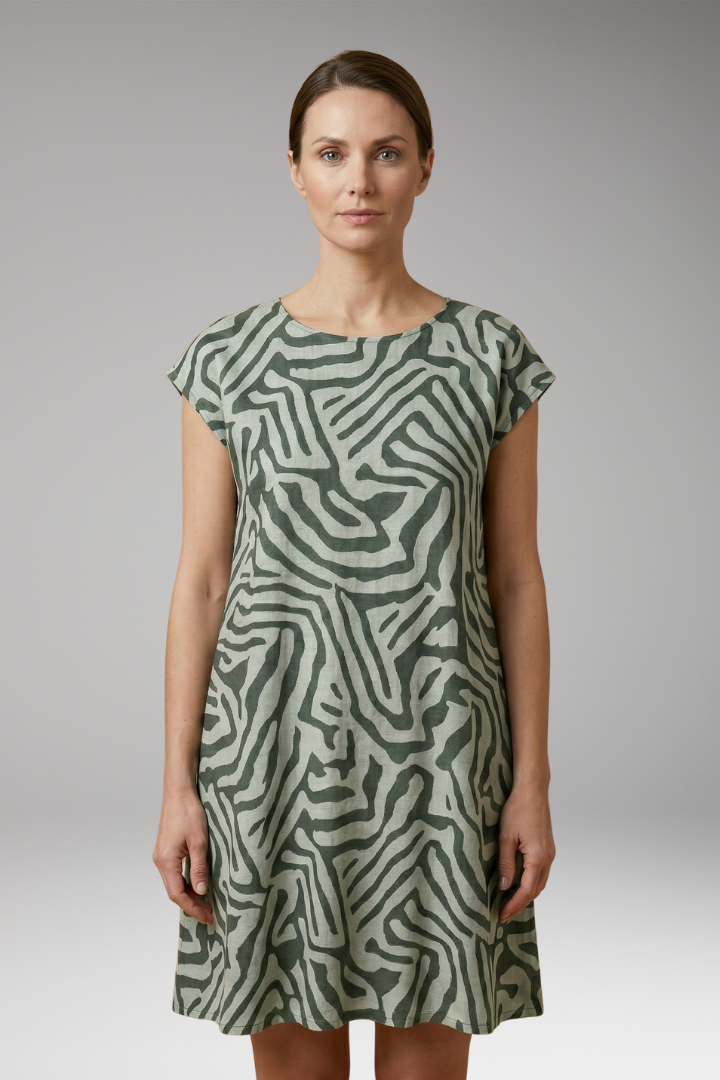 Women's Casual Midi Dress with A-Line Fit and Flared Sleeves
