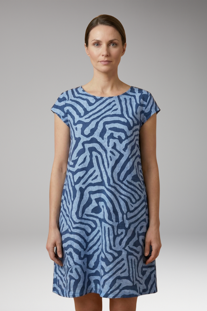 Women's Casual Midi Dress with A-Line Fit and Flared Sleeves